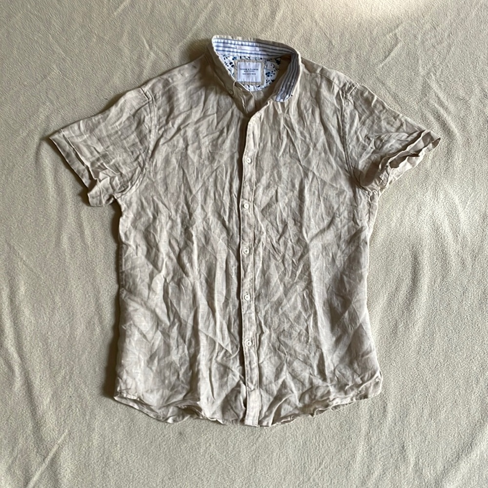 S MENS Denim and Flowers button up